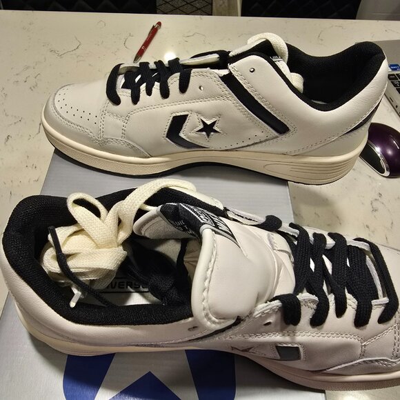 NEW Converse Weapon Low Vintage White Black Sneakers A07239C MENS SIZE 10 NEW - Picture 3 of 11